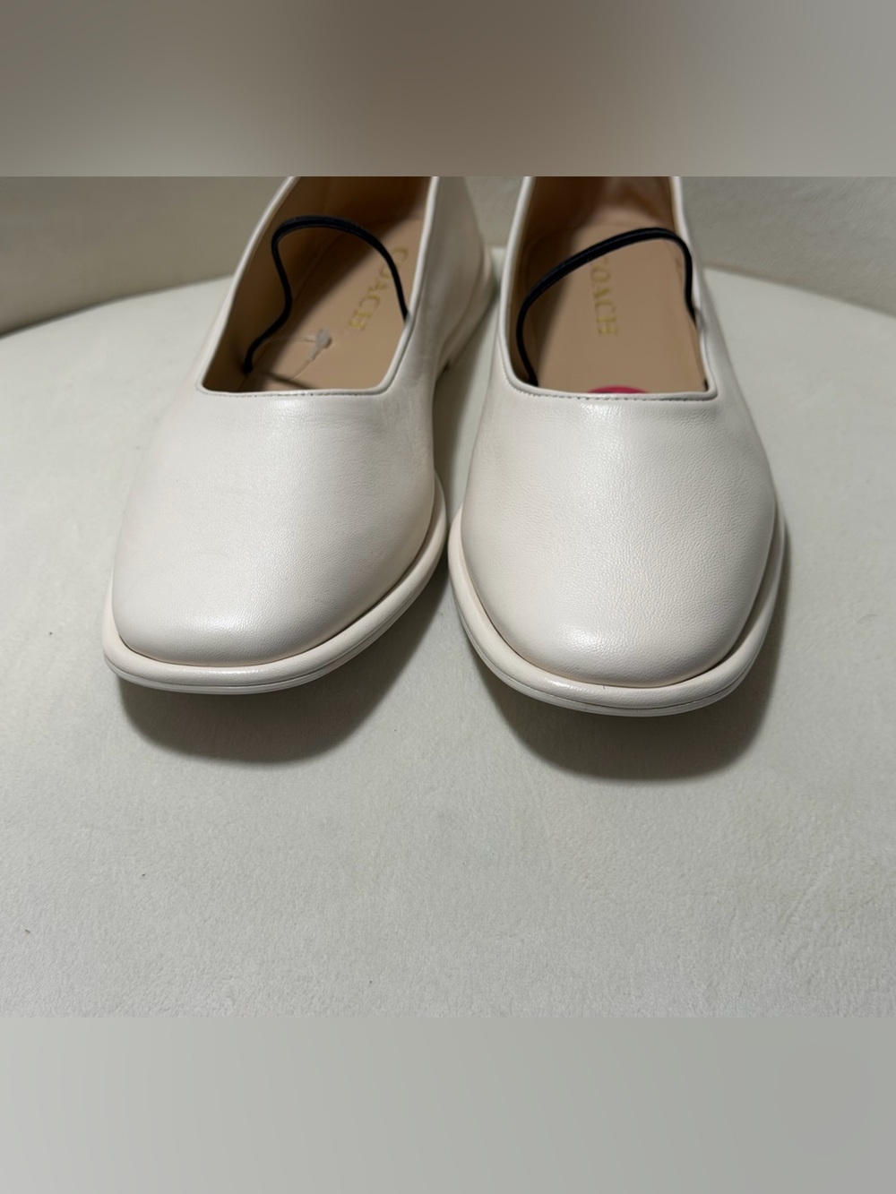 NWOB Coach Emilia Mary Jane Square Toe Leather Ballet Flats Chalk Ivory 10 - Picture 3 of 8